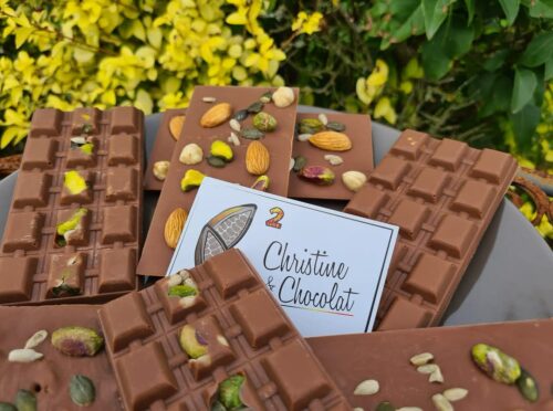 Plaque chocolat au lait aux fruits secs - Christine & Chocolat