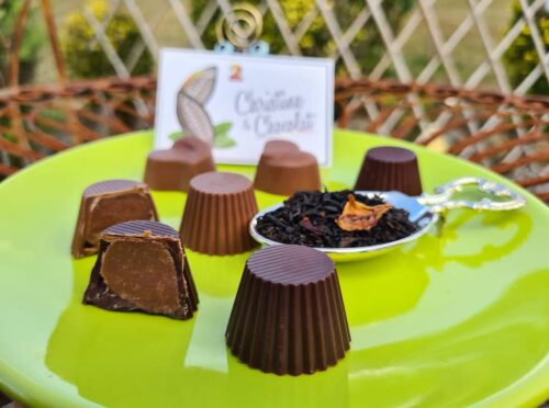 Thé noir aux écorces d'orange, enrobage chocolat au lait - Christine & Chocolat